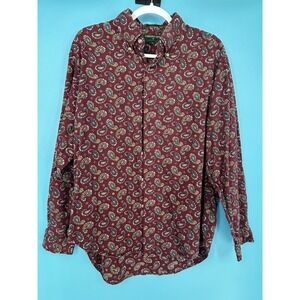 Embassy Row‎ Men's Paisley Button Down Long Sleeve Cotton Shirt Sz L Used